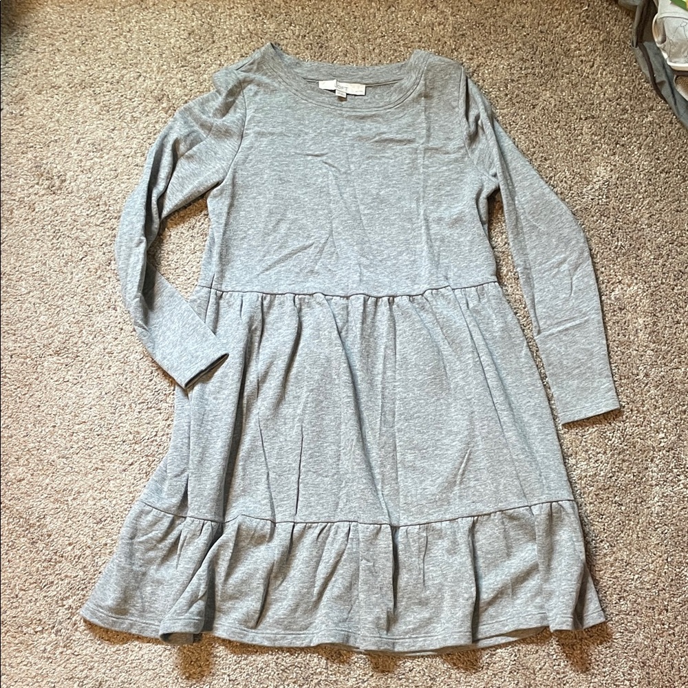 LOFT XS Petite Gray Long-Sleeve Dress